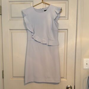 Ann Taylor Blue Asymmetrical Ruffled Sheath Dress